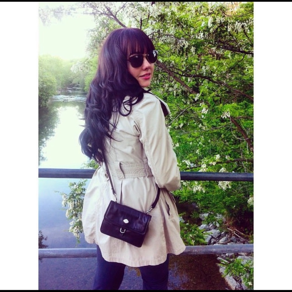 DKNY cotton short beige trench coat